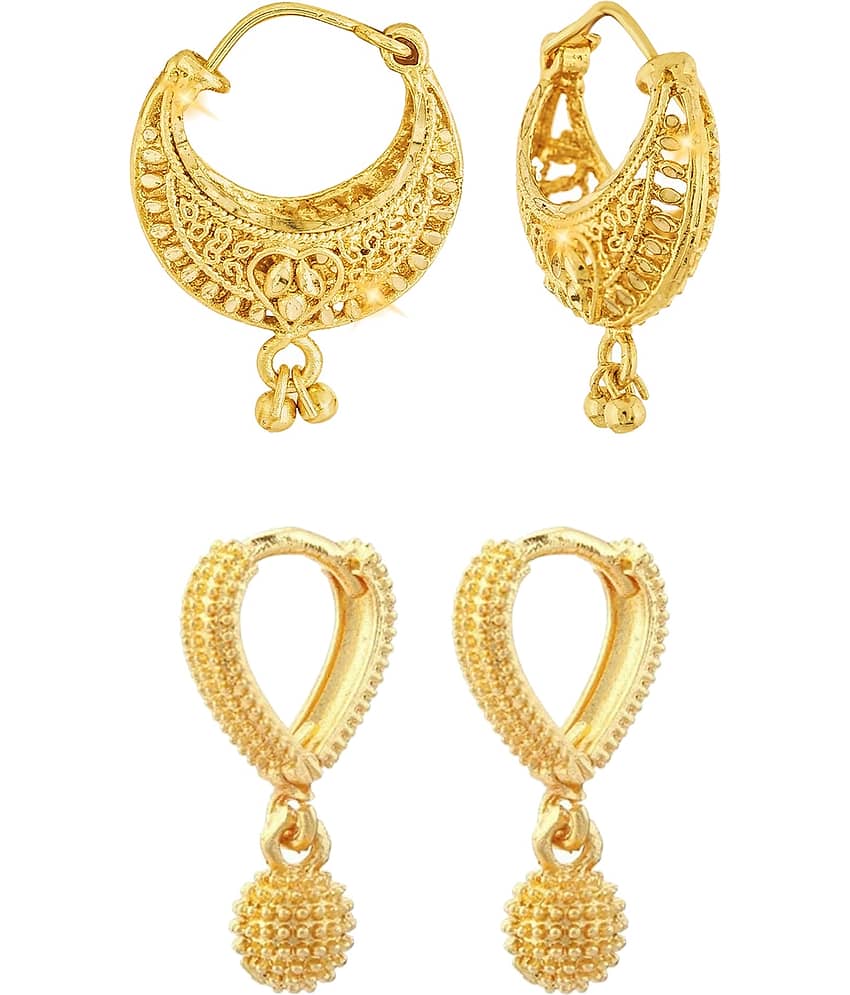 VIVASTRI Golden Chandbalis Earrings ( Pack of 2 ) - Earrings | Buy online on ZillyBuy