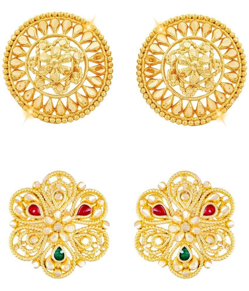     			VIVASTRI Golden Stud Earrings ( Pack of 2 )