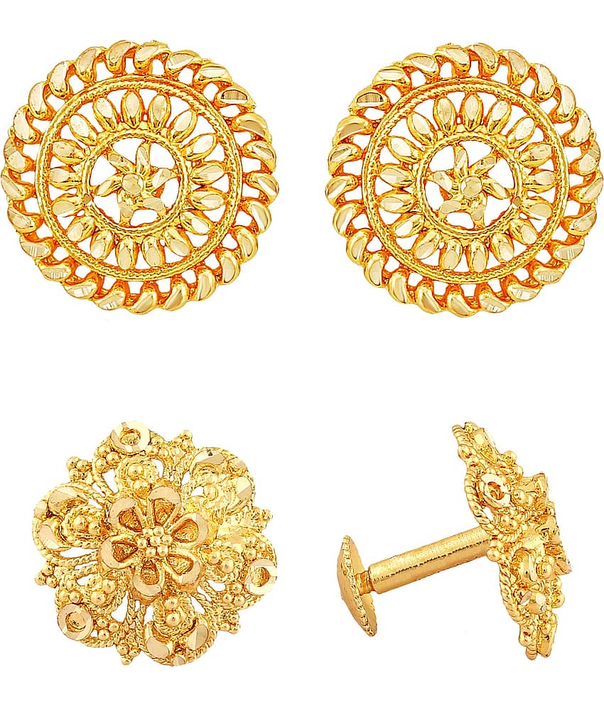 VIVASTRI Golden Stud Earrings ( Pack of 2 ) - Earrings | Buy online on ZillyBuy