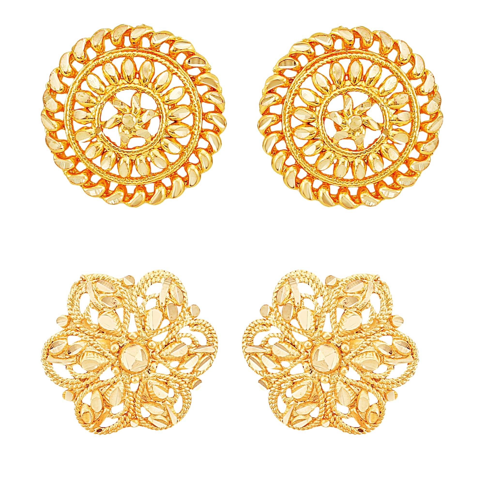     			VIVASTRI Golden Stud Earrings ( Pack of 2 )