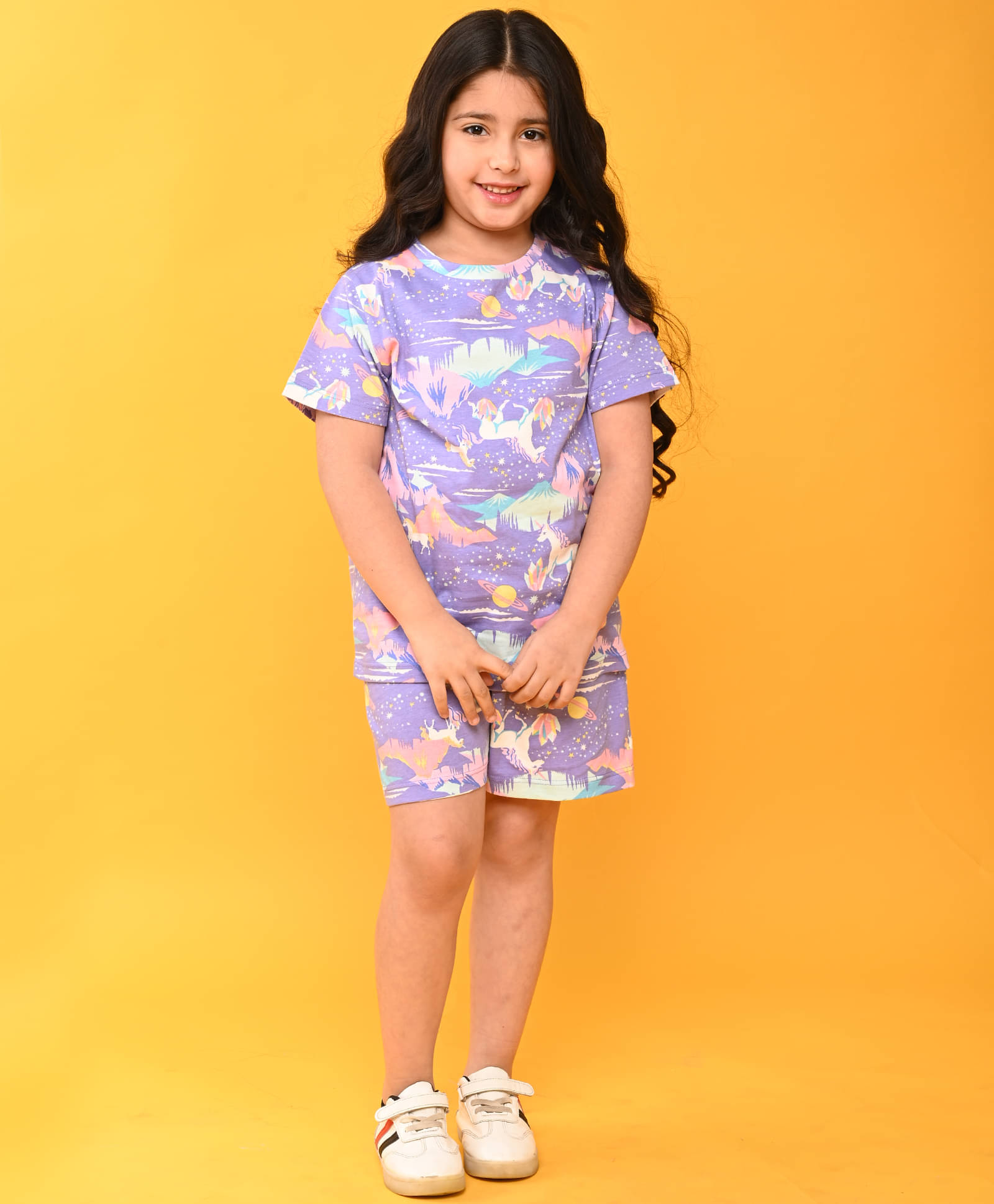     			ANTHRILO Pack of 1 Girls Cotton Blend Nightsuit Set ( Purple )