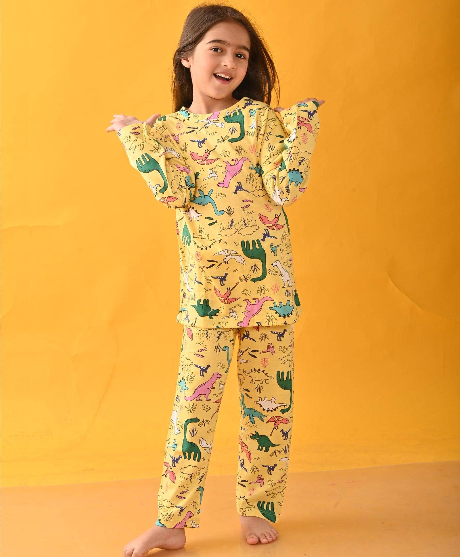 ANTHRILO Pack of 1 Girls Cotton Blend Nightsuit Set ( Yellow ) - Nightwear & Loungewear | Buy online on ZillyBuy