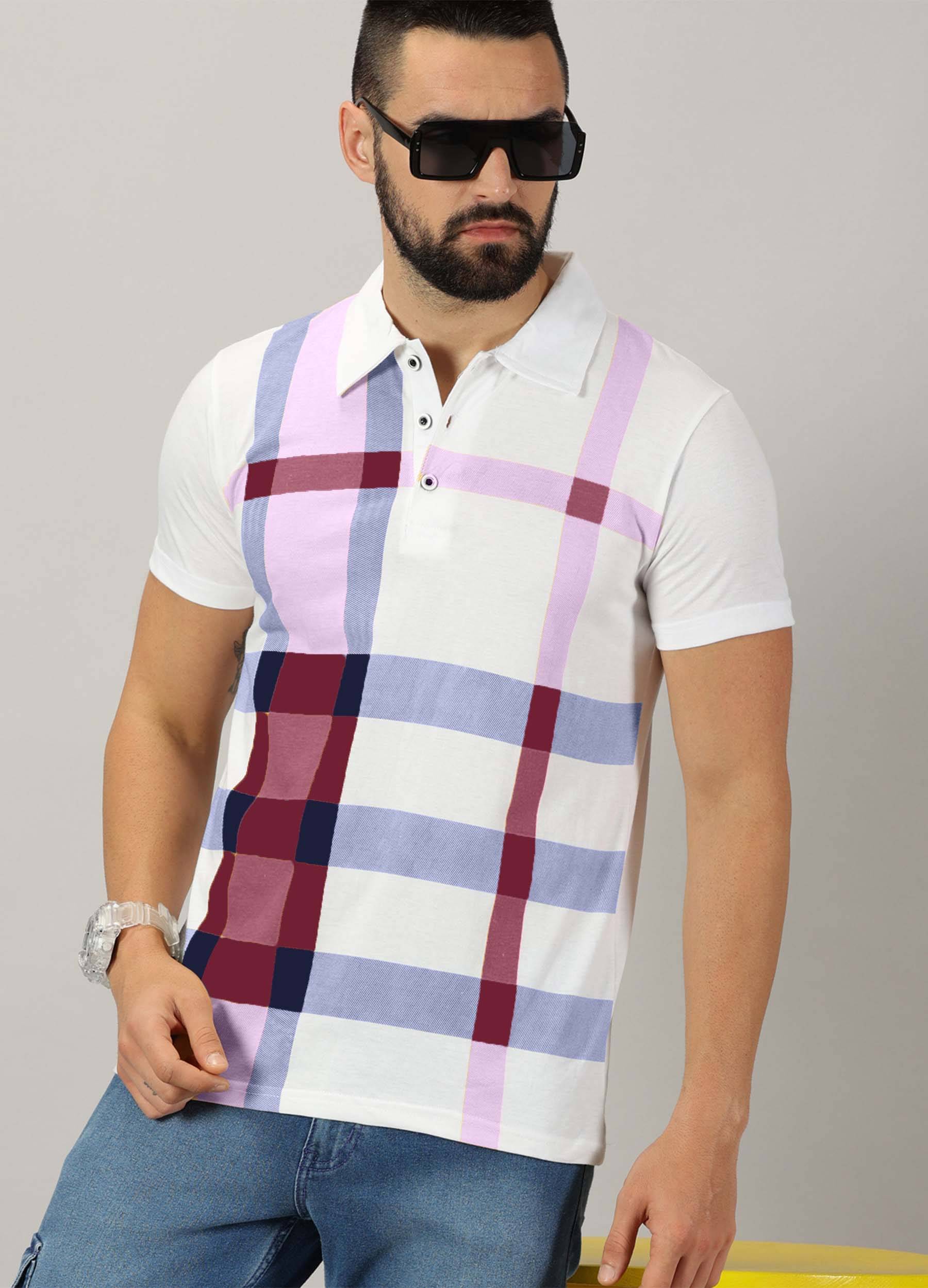     			AUSK Pack of 1 Cotton Blend Regular Fit Self Design Half Sleeves Men's Polo T Shirt ( Purple )