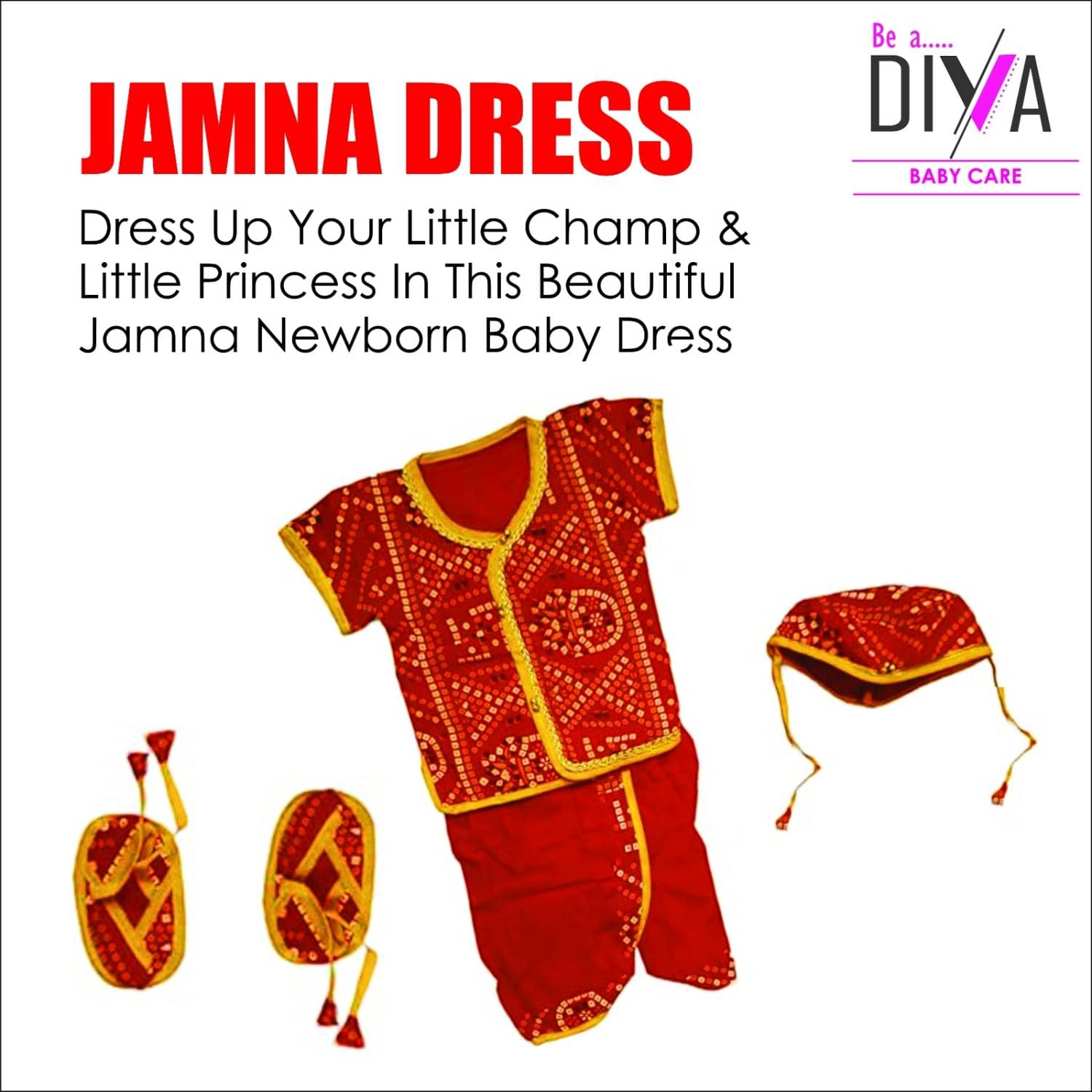     			BEA DIVA Newborn Baby Boys & Baby Girls Unisex Jamna Dress | Baby Jamna Suit for Newborn Baby 0-3 Months