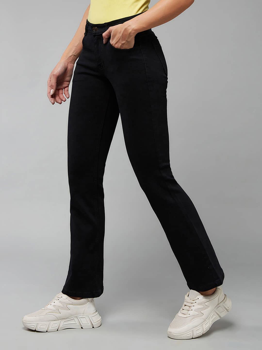 Dolce Crudo - Black Denim Wide Leg Women's Jeans ( Pack of 1 ) - Jeans | Buy online on ZillyBuy