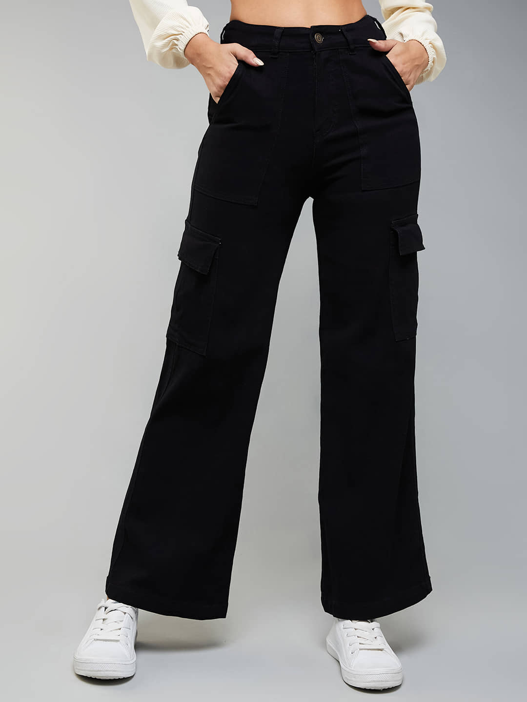 Dolce Crudo - Black Denim Wide Leg Women's Jeans ( Pack of 1 ) - Jeans | Buy online on ZillyBuy