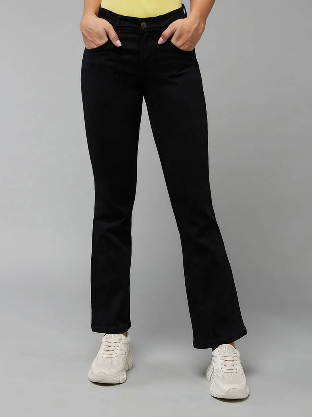     			Dolce Crudo - Black Denim Wide Leg Women's Jeans ( Pack of 1 )