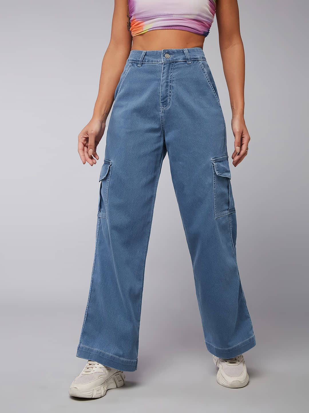 Dolce Crudo - Blue Denim Wide Leg Women's Jeans ( Pack of 1 ) - Jeans | Buy online on ZillyBuy
