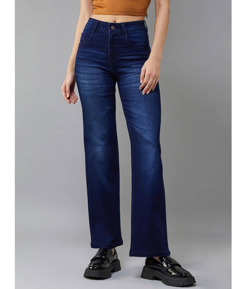 Dolce Crudo - Navy Blue Denim Wide Leg Women's Jeans ( Pack of 1 ) - Jeans | Buy online on ZillyBuy