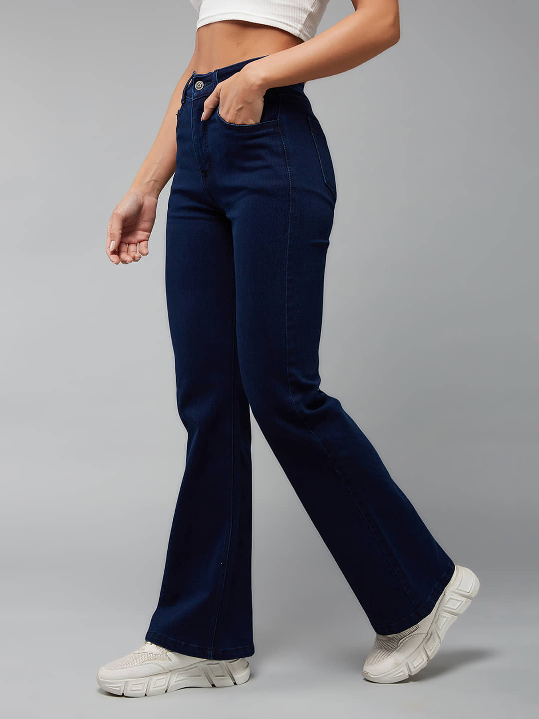 Dolce Crudo - Navy Blue Denim Bootcut Women's Jeans ( Pack of 1 ) - Jeans | Buy online on ZillyBuy