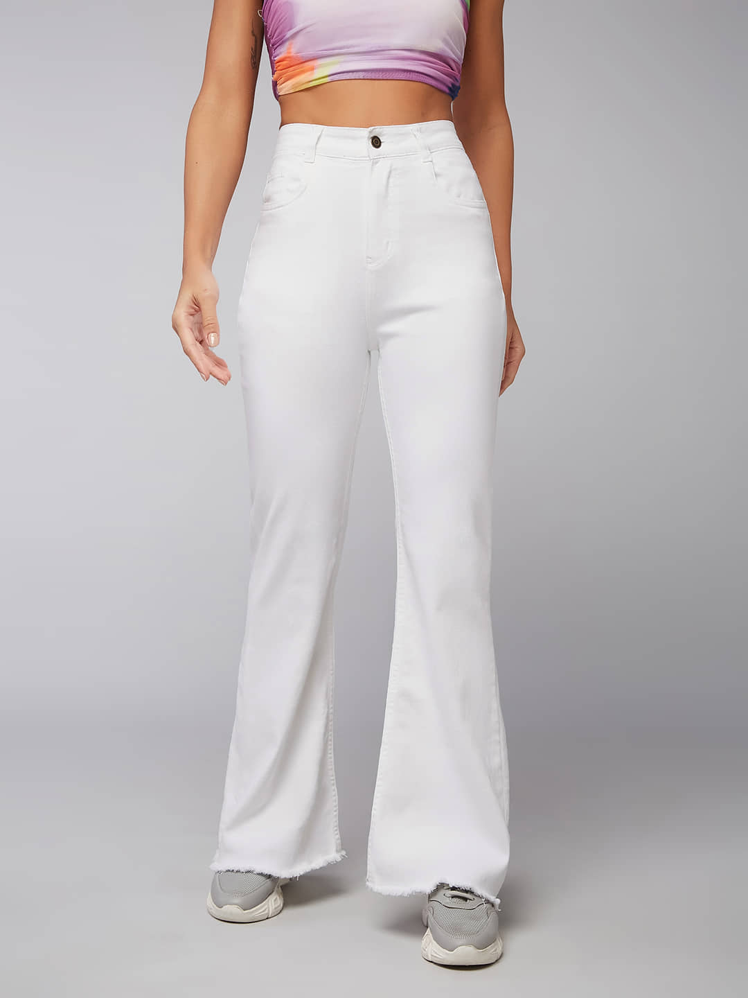 Dolce Crudo - White Denim Bootcut Women's Jeans ( Pack of 1 ) - Jeans | Buy online on ZillyBuy