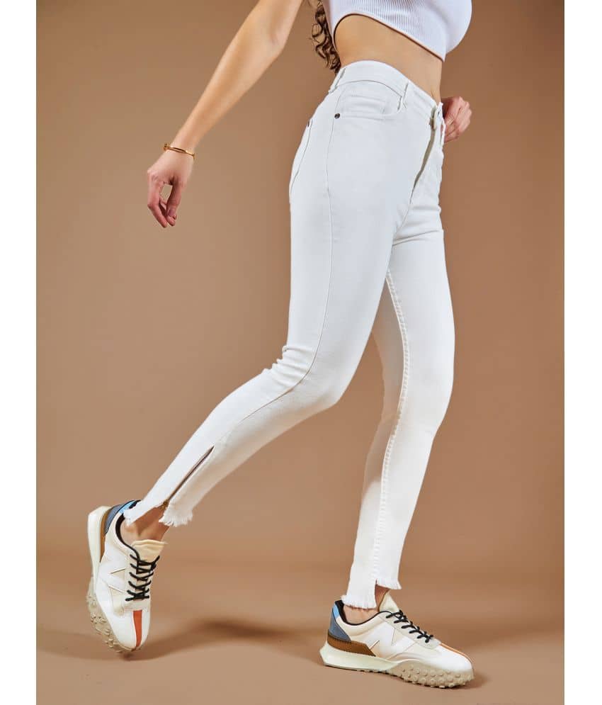 Dolce Crudo - White Denim Skinny Fit Women's Jeans ( Pack of 1 ) - Jeans | Buy online on ZillyBuy