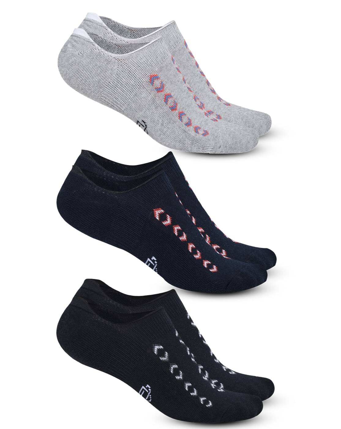     			Dollar Cotton Blend Men's Self Design Light Grey No Show Socks ( Pack of 3 )