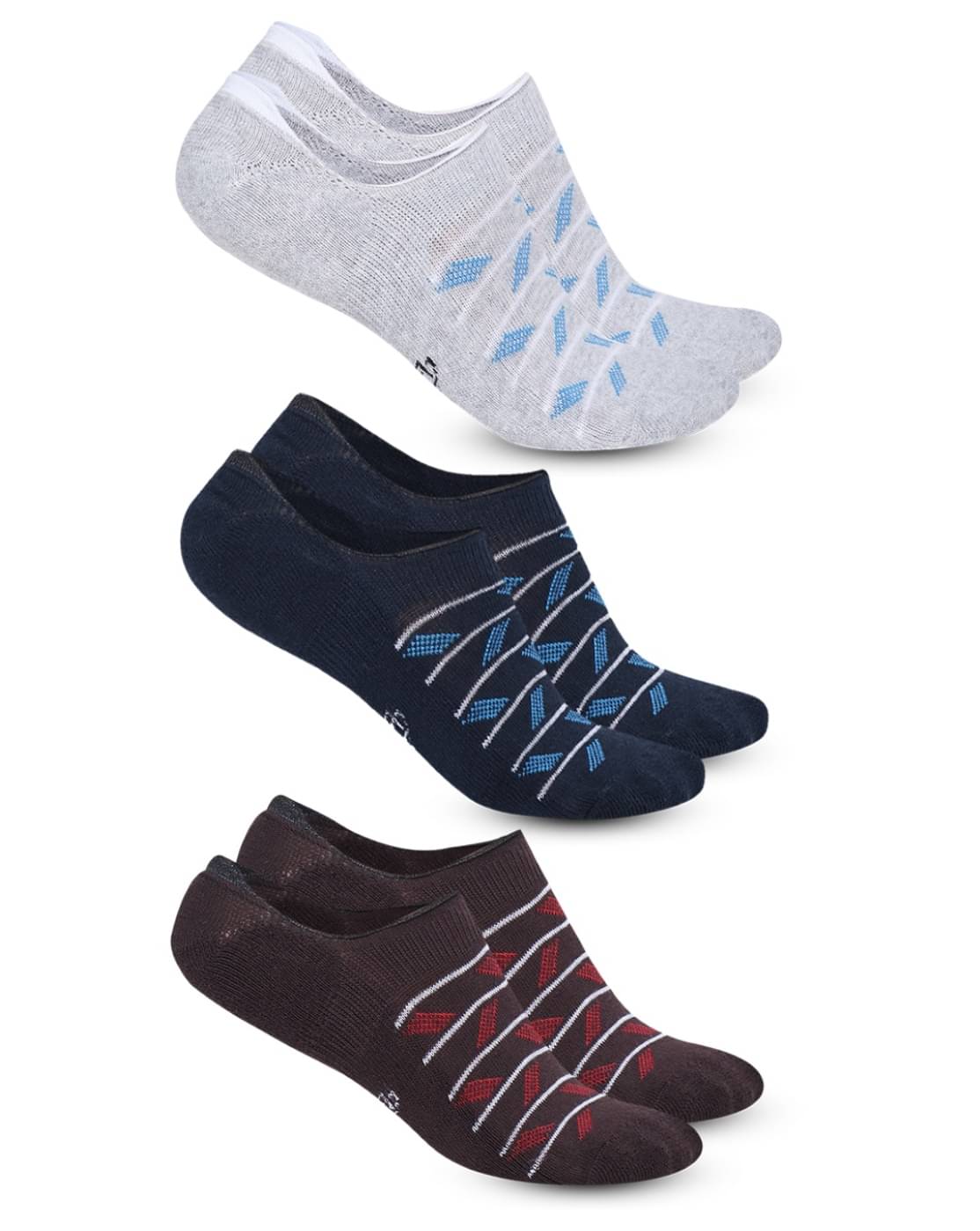     			Dollar Cotton Blend Men's Self Design Light Grey No Show Socks ( Pack of 3 )