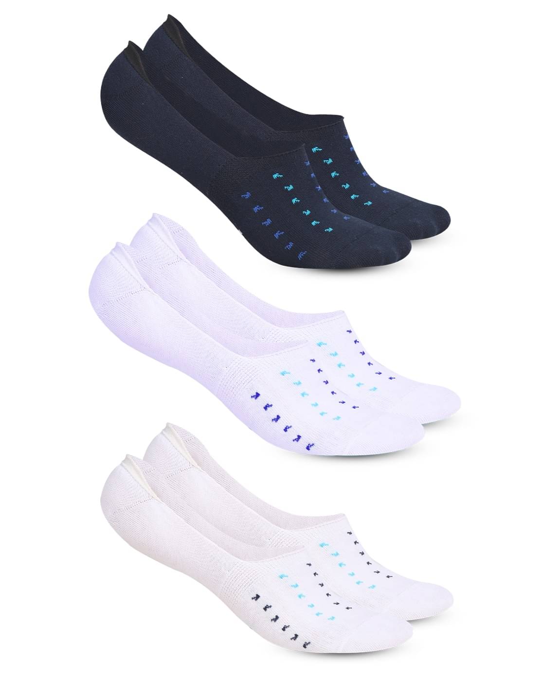     			Dollar Cotton Blend Men's Self Design Multicolor No Show Socks ( Pack of 3 )