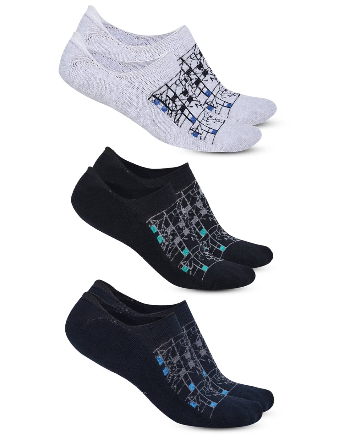 Dollar Cotton Blend Men's Self Design Multicolor No Show Socks ( Pack of 3 ) - Socks | Buy online on ZillyBuy