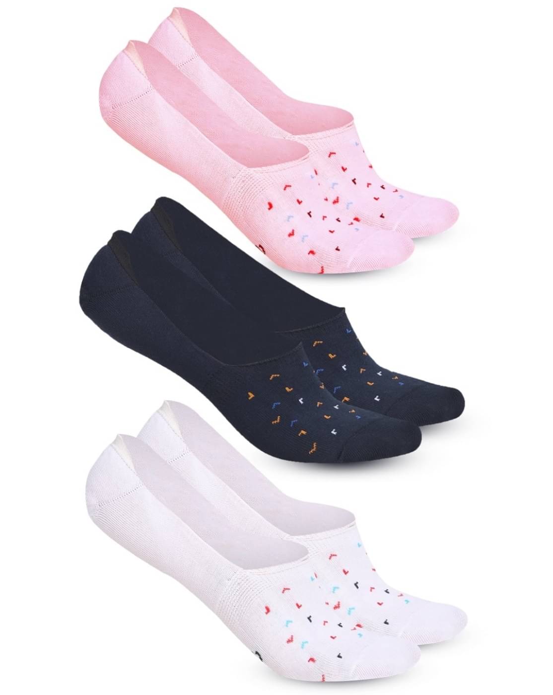     			Dollar Cotton Blend Men's Self Design Multicolor No Show Socks ( Pack of 3 )