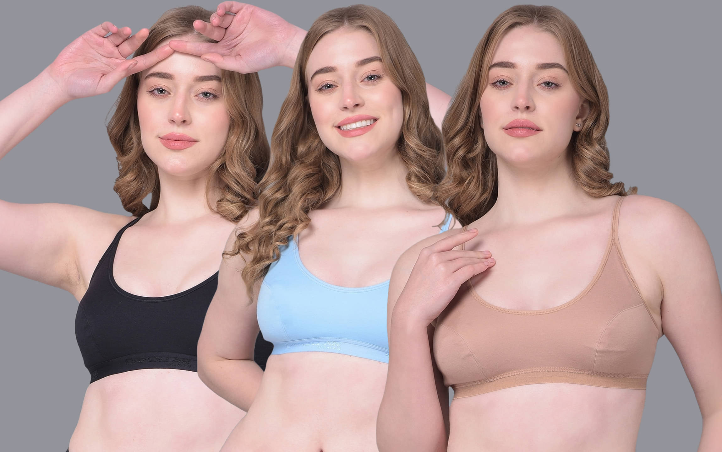    			Dollar Missy Pack of 3 Cotton Women's Cami bra ( Multicolor ) DSP-3003-BK-RO-SB-PO3
