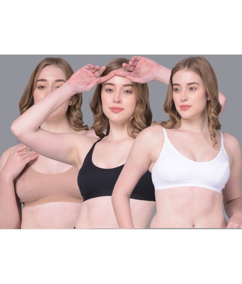     			Dollar Missy Pack of 3 Cotton Women's Cami bra ( Multicolor ) DSP-3003-BK-RO-WH-PO3