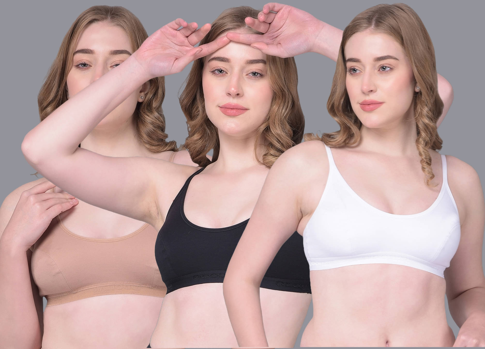 Dollar Missy Pack of 3 Cotton Women's Cami bra ( Multicolor ) DSP-3003-BK-RO-WH-PO3     			Dollar Missy Pack of 3 Cotton Women's Cami bra ( Multicolor ) DSP-3003-BK-RO-WH-PO3