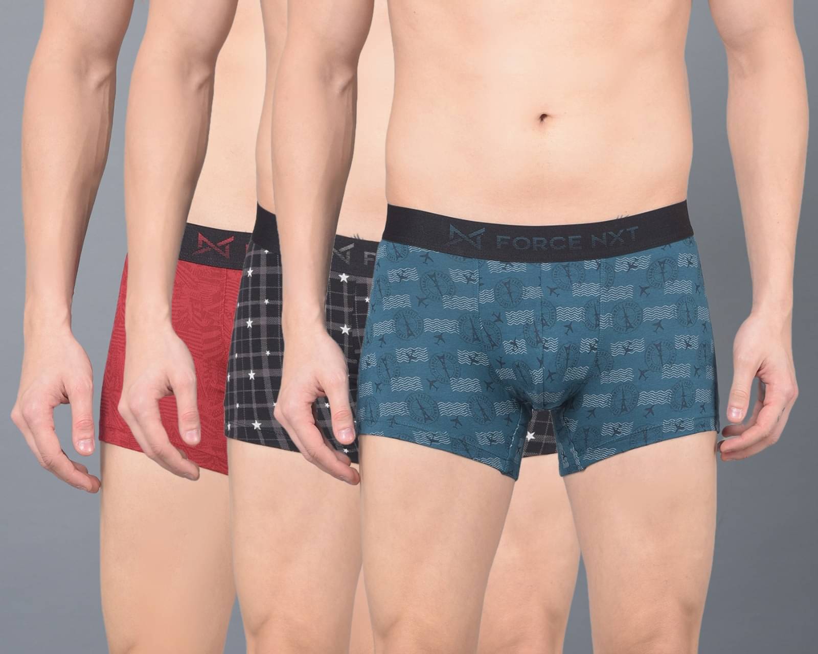     			Force NXT Pack of 3 Cotton Trunks For Men's ( Multicolor )