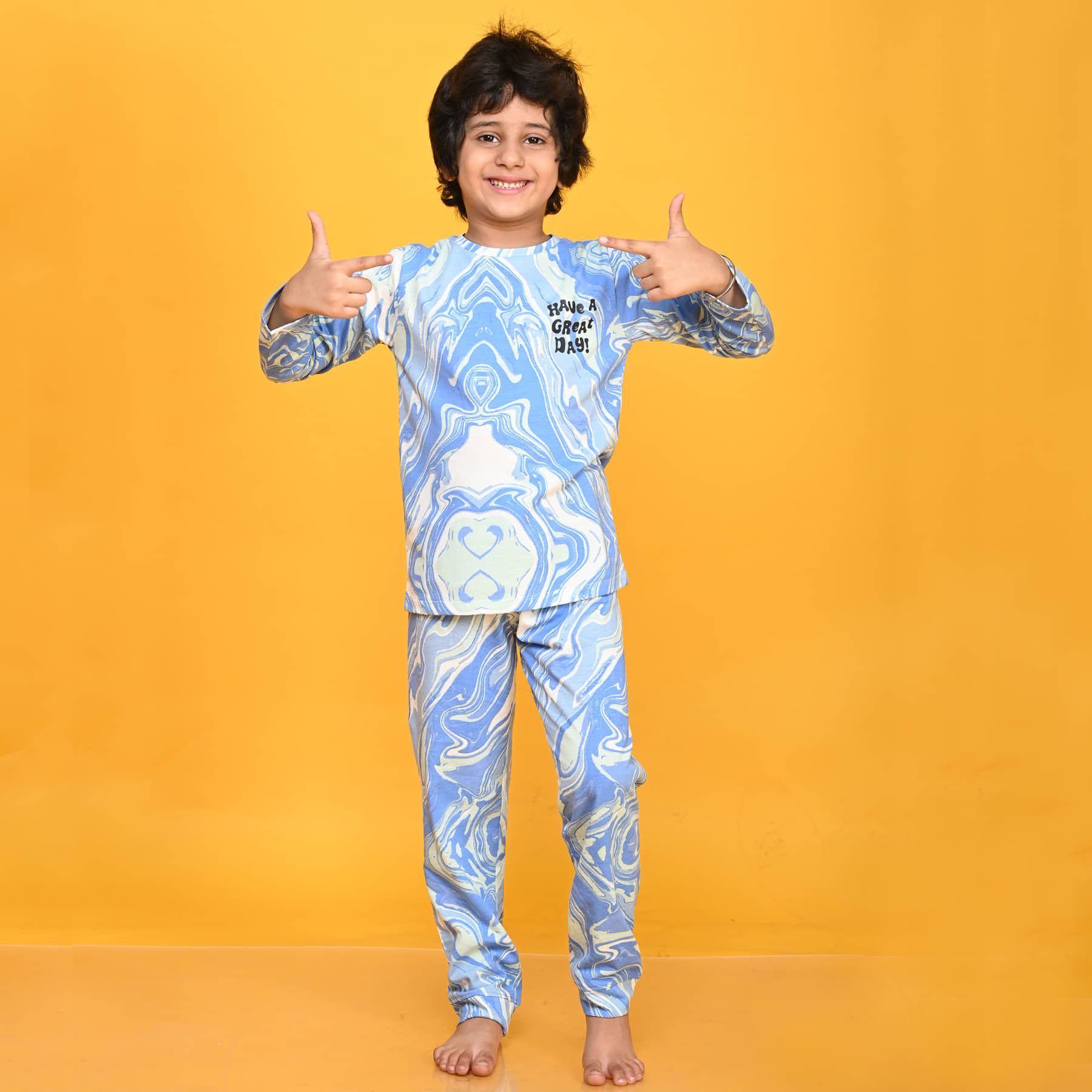 ANTHRILO Pack of 1 Boys 100% Cotton Nightsuit Set ( Blue ) - Nightwear & Loungewear | Buy online on ZillyBuy
