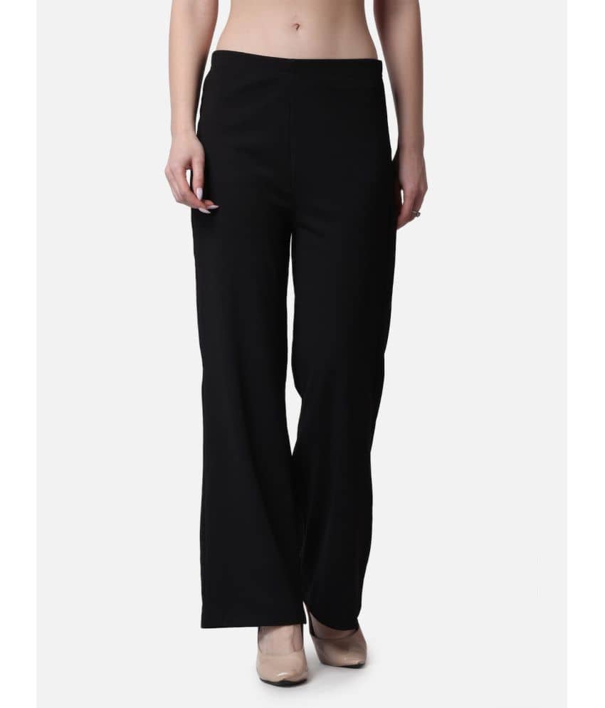 POPWINGS Black Polyester Flared Women's Casual Pants ( Pack of 1 ) - Trousers | Buy online on ZillyBuy