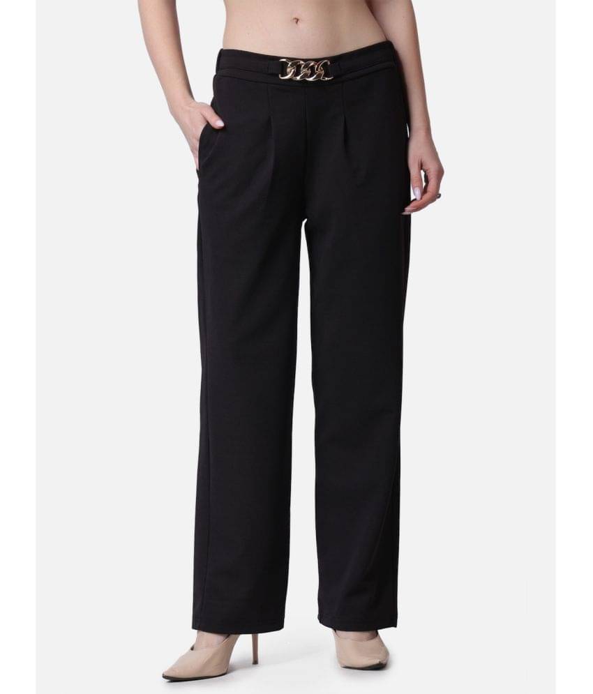     			POPWINGS Black Polyester Regular Women's Casual Pants ( Pack of 1 )