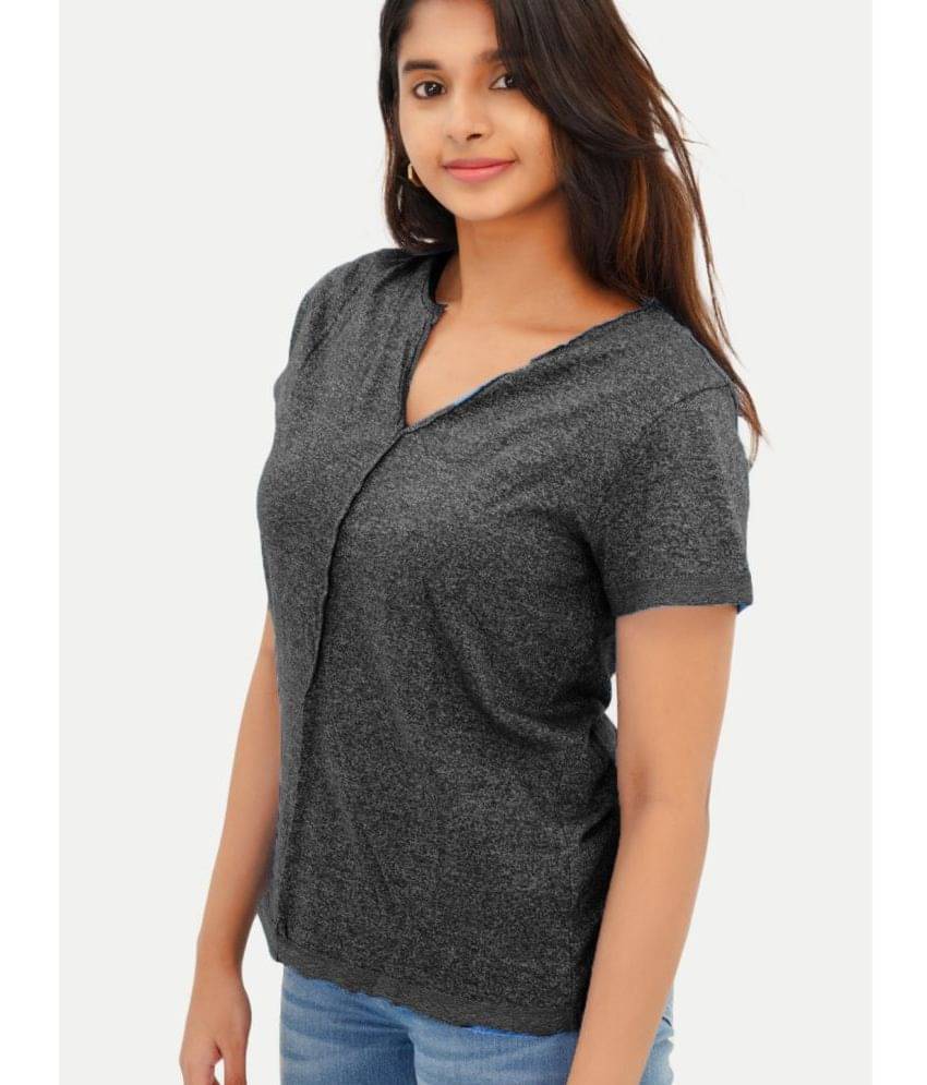     			Radprix Women Cotton Blend Solid Regular Fit V-Neck T-Shirt ( Black )