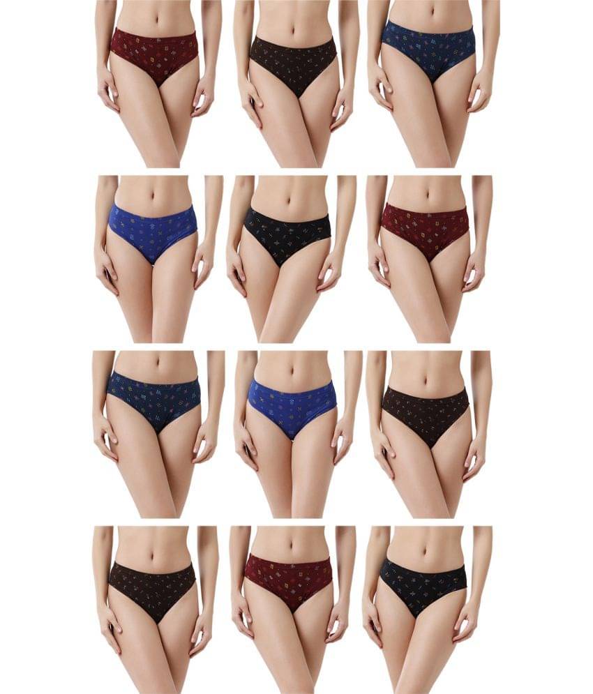 Rupa Jon Multicolor Cotton Printed Women's Briefs ( Pack of 12 ) Rupa Jon Multicolor Cotton Printed Women's Briefs ( Pack of 12 )