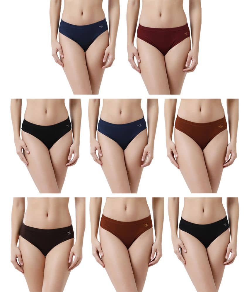 Rupa Jon Multicolor Cotton Solid Women's Briefs ( Pack of 8 )
