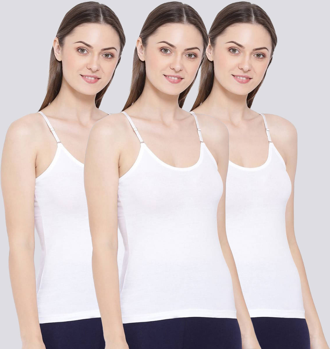    			Rupa Softline Cotton Camisoles - White Pack of 3