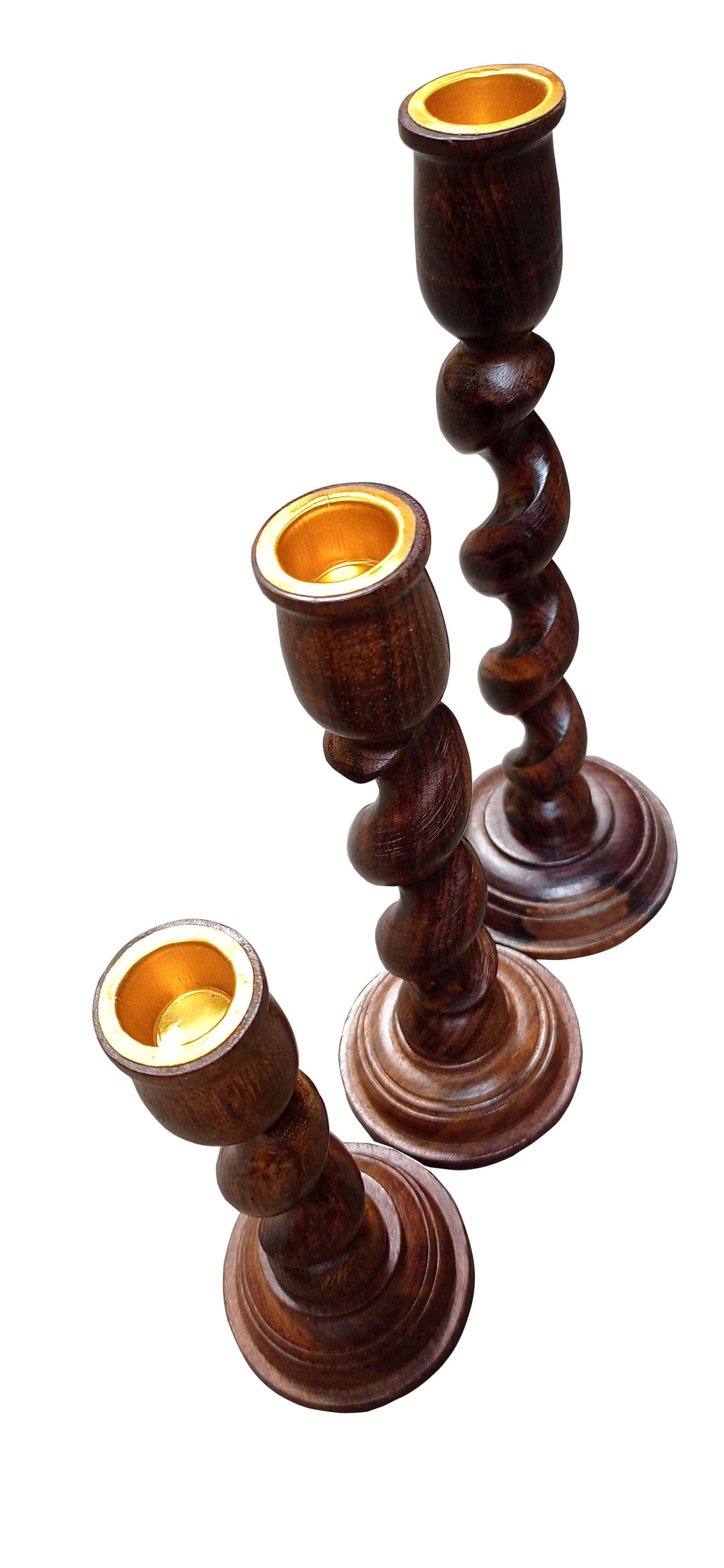     			SWH Table Top Wood Pillar Candle Holder - Pack of 3