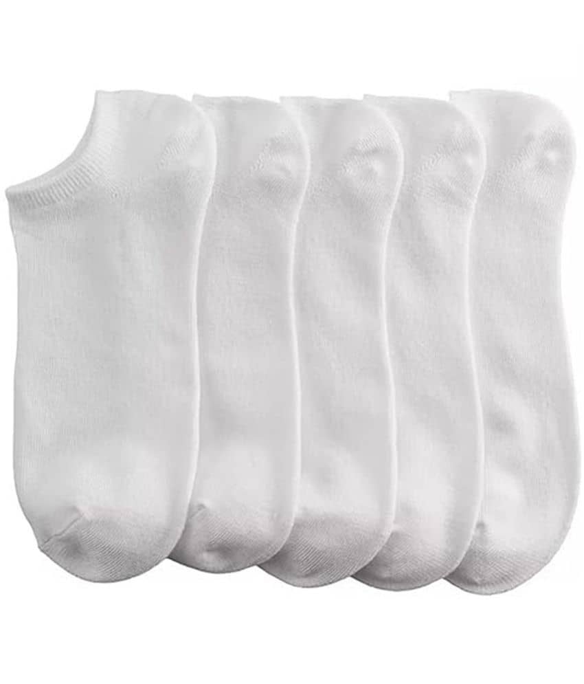 THRIFTKART Cotton Blend Men's Solid White Low Cut Socks ( Pack of 5 ) - Socks | Buy online on ZillyBuy