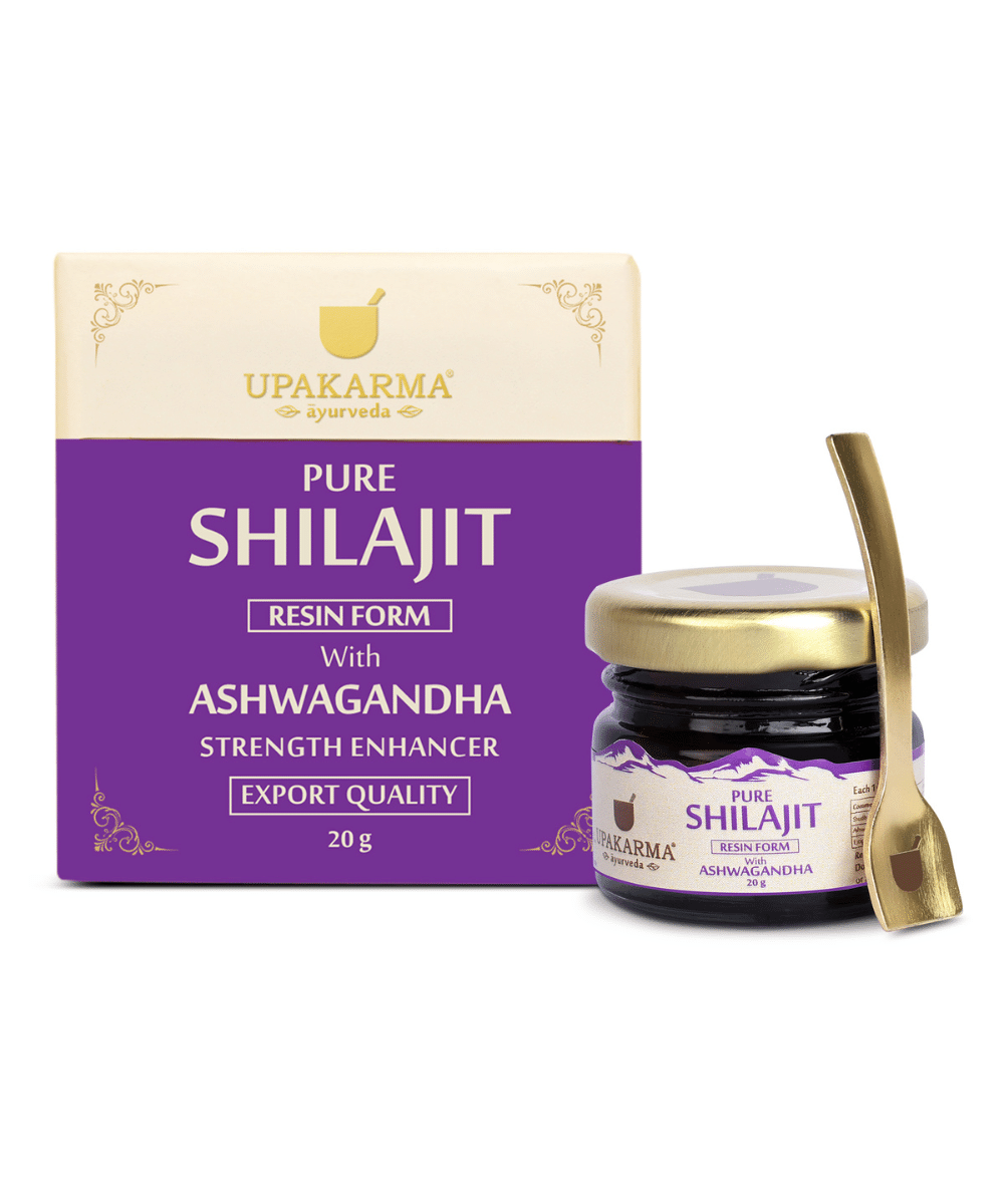     			UPAKARMA 100% Pure & Original Shilajit/Shilajeet Resin Form with Ashwagandha to Improve Performance, Power, Stamina, Endurance, Strength and Overall Wellbeing - 20g
