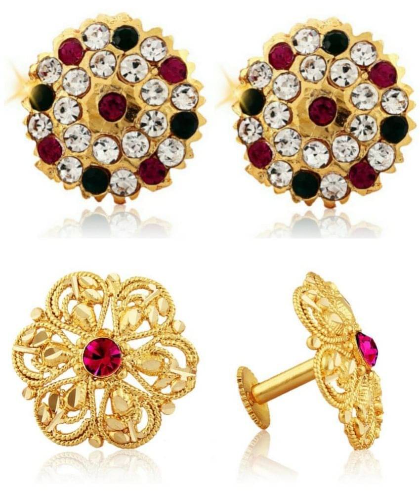     			VIVASTRI Golden Stud Earrings ( Pack of 2 )