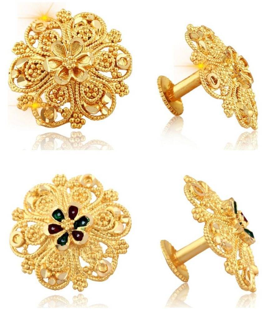     			VIVASTRI Golden Stud Earrings ( Pack of 2 )