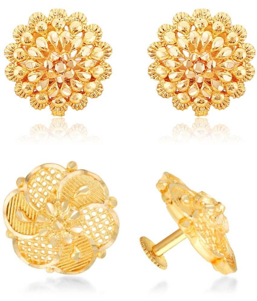     			VIVASTRI Golden Stud Earrings ( Pack of 2 )