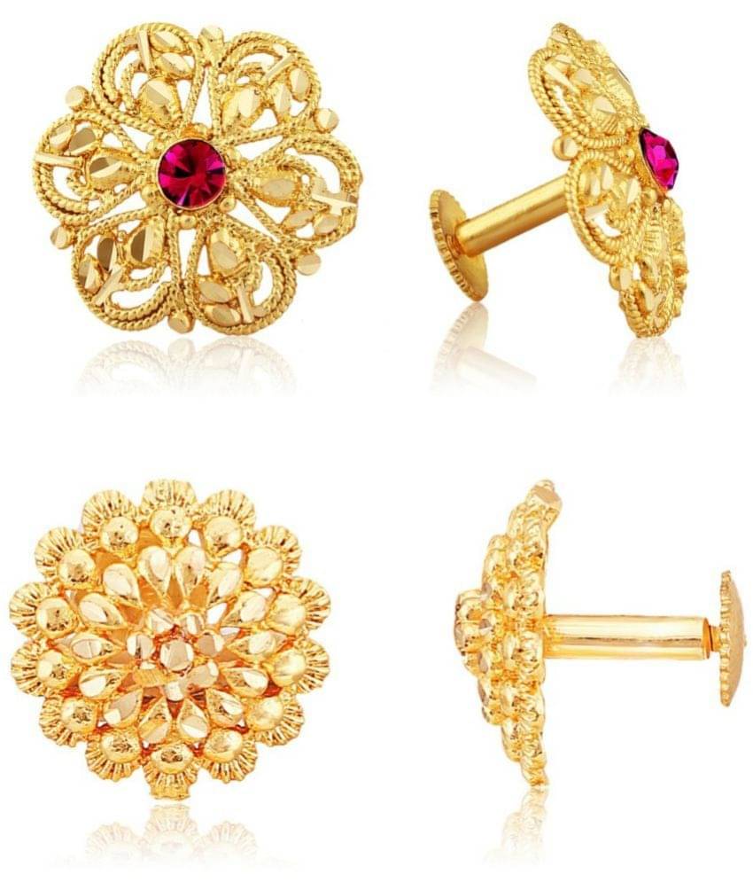     			VIVASTRI Golden Stud Earrings ( Pack of 2 )