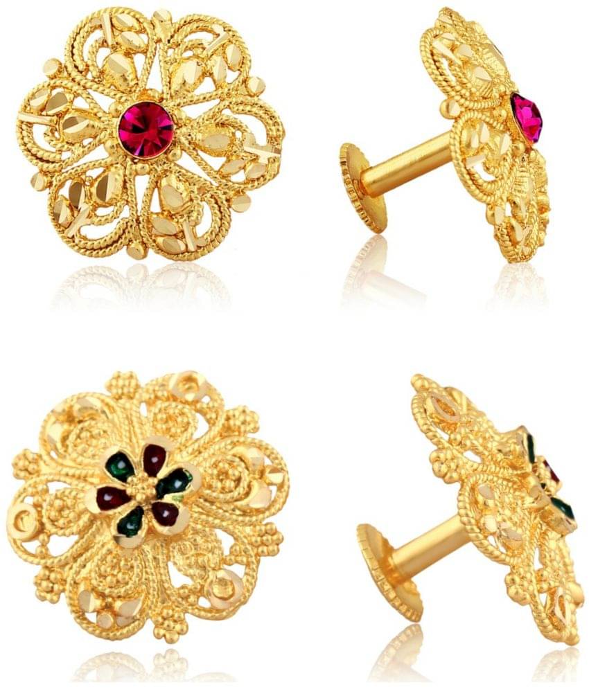     			VIVASTRI Golden Stud Earrings ( Pack of 2 )