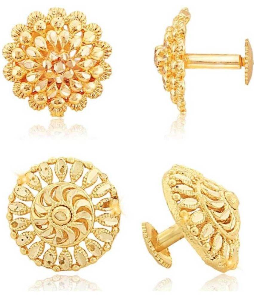    			VIVASTRI Golden Stud Earrings ( Pack of 2 )
