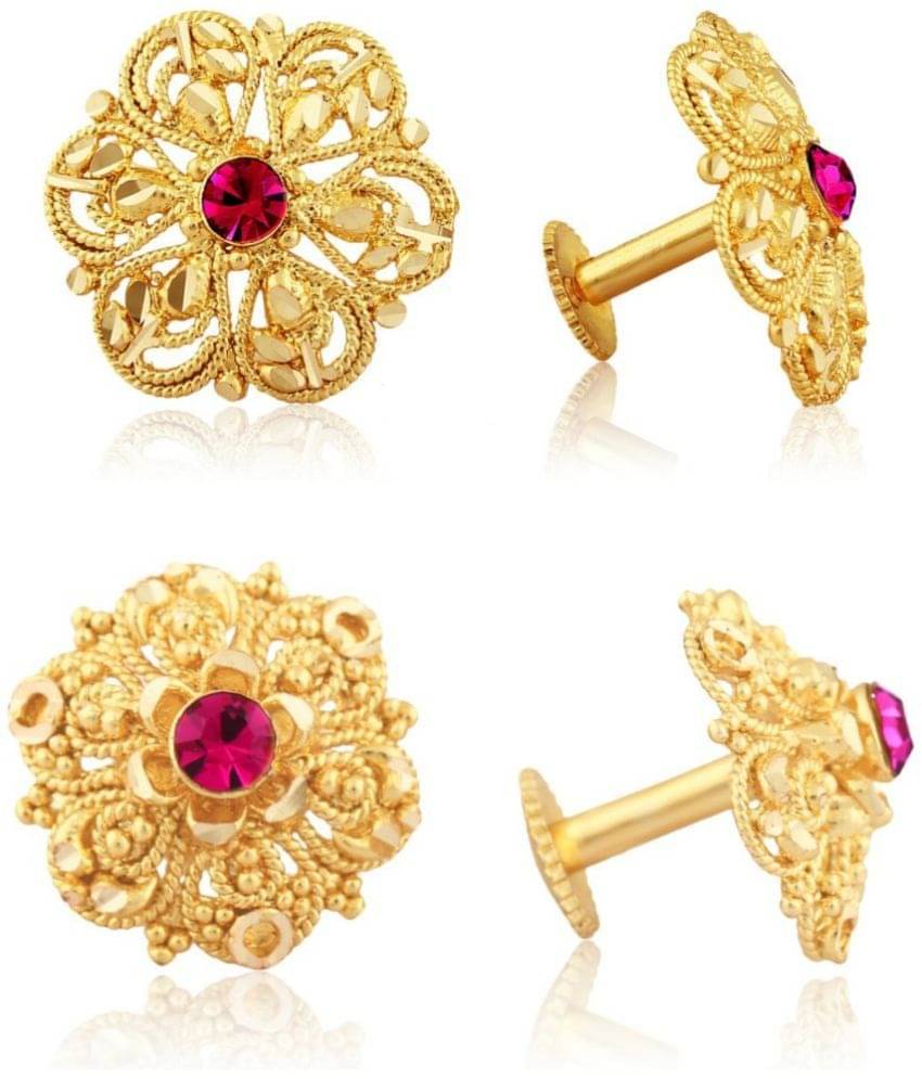     			VIVASTRI Golden Stud Earrings ( Pack of 2 )
