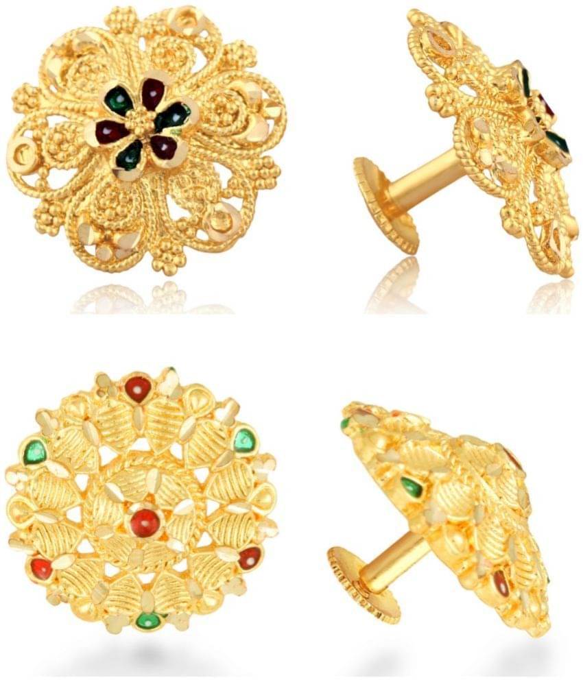     			VIVASTRI Golden Stud Earrings ( Pack of 2 )
