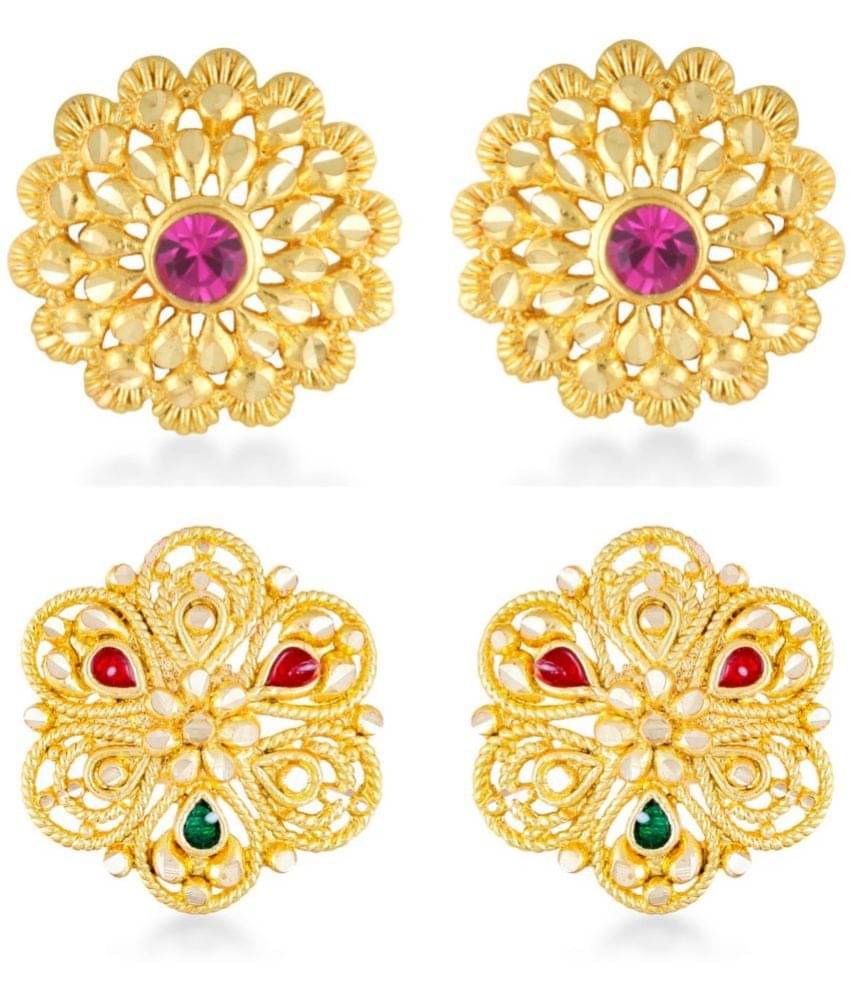     			VIVASTRI Golden Stud Earrings ( Pack of 2 )