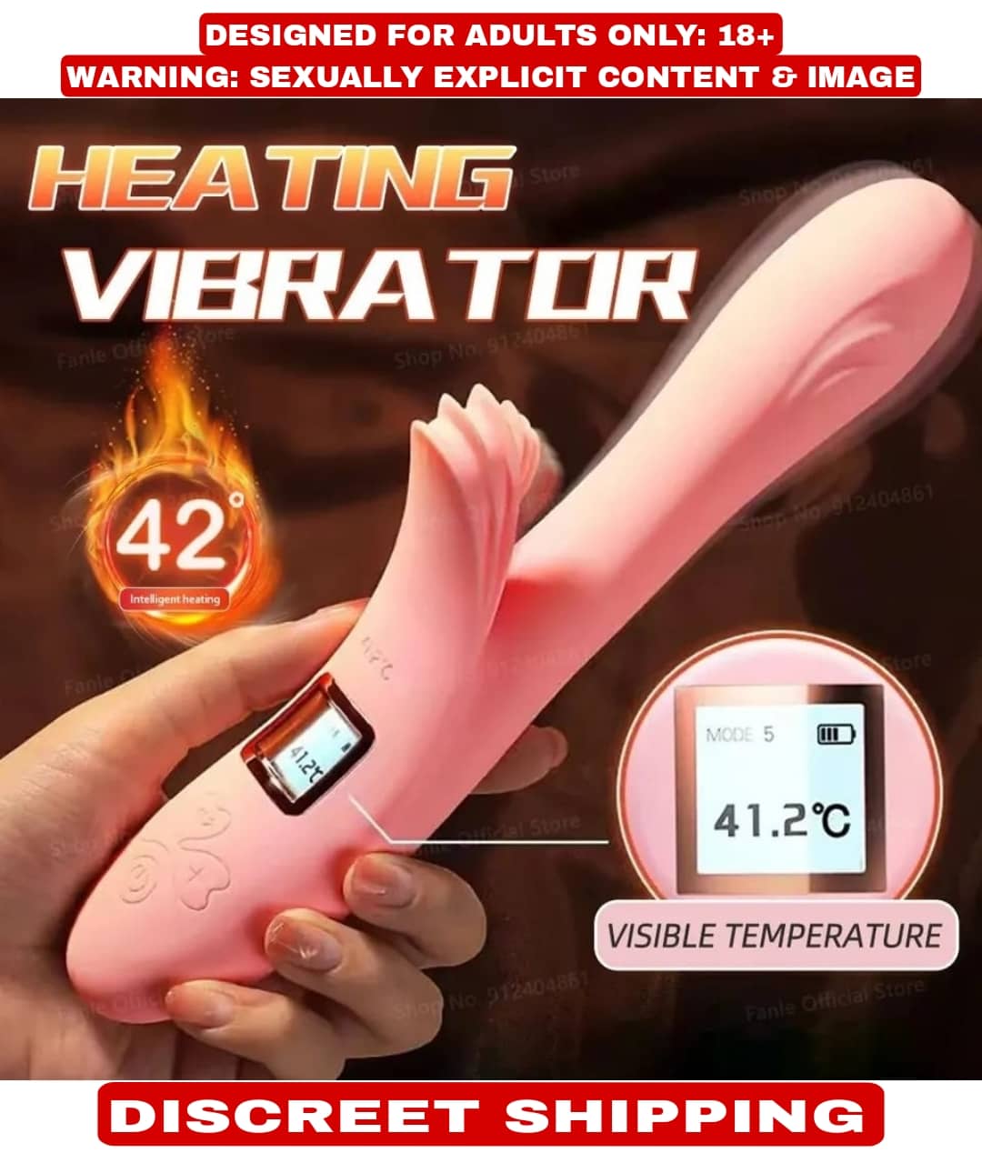 41.2°C  PREMIUM QUALITY 10 SPEED VIBARTION USB RECHARGEABLE DUAL MOTOR WITH LED SCREEN HEATING VIBRATOR  FOR WOMEN