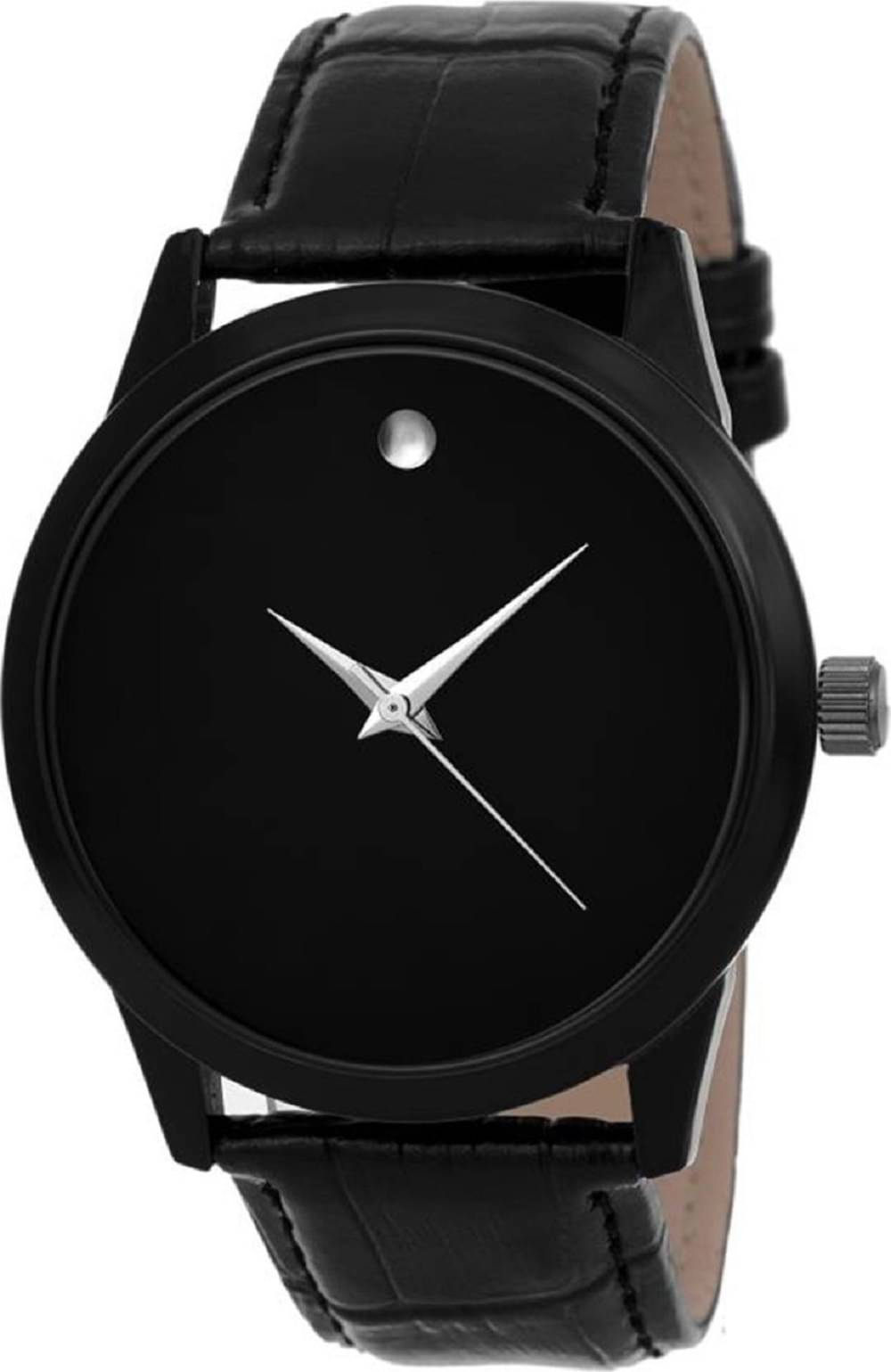     			AQUA BLISS Black Leather Analog Men's Watch