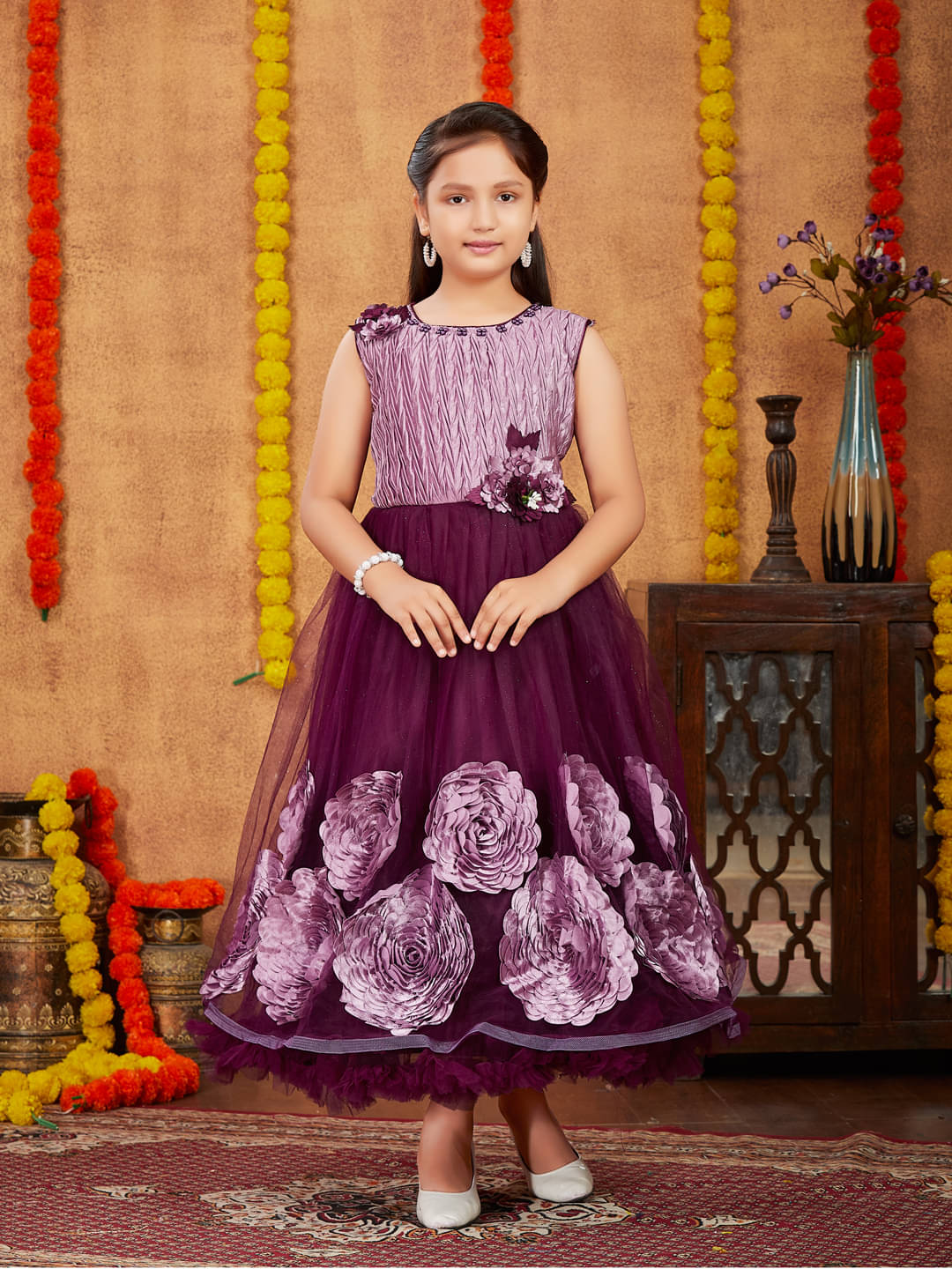 Aarika Net Fit And Flare Dress For Girls ( Pack of 1 , Purple ) Aarika Net Fit And Flare Dress For Girls ( Pack of 1 , Purple )