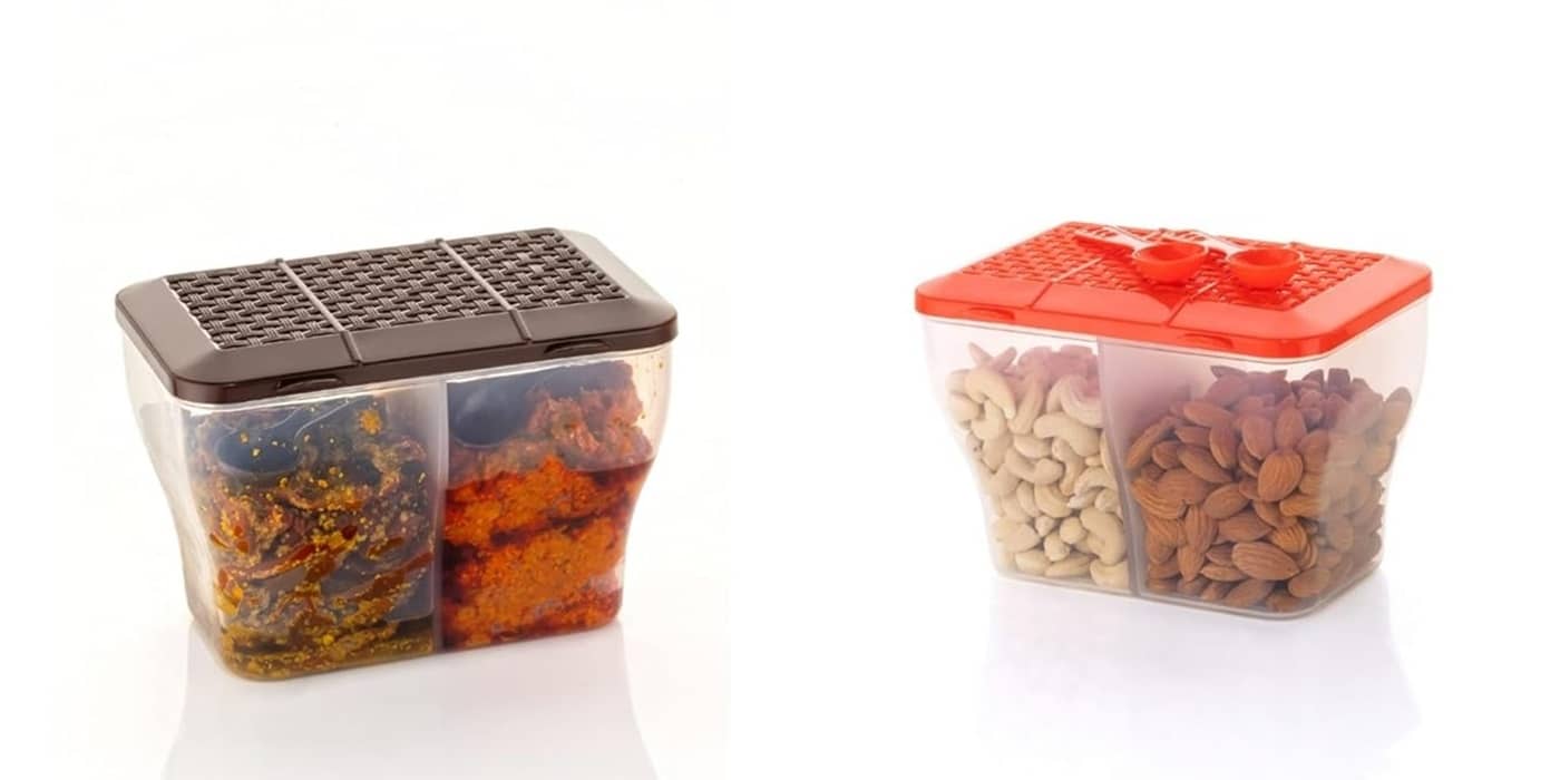 Analog Kitchenware Dal/Masala/Vegetable Plastic Multicolor Pickle Container ( Set of 2 )