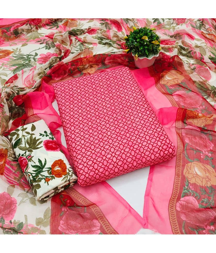 Anand Unstitched Crepe Printed Dress Material - Pink ( Pack of 1 ) - Unstitched Fabrics | Buy online on ZillyBuy