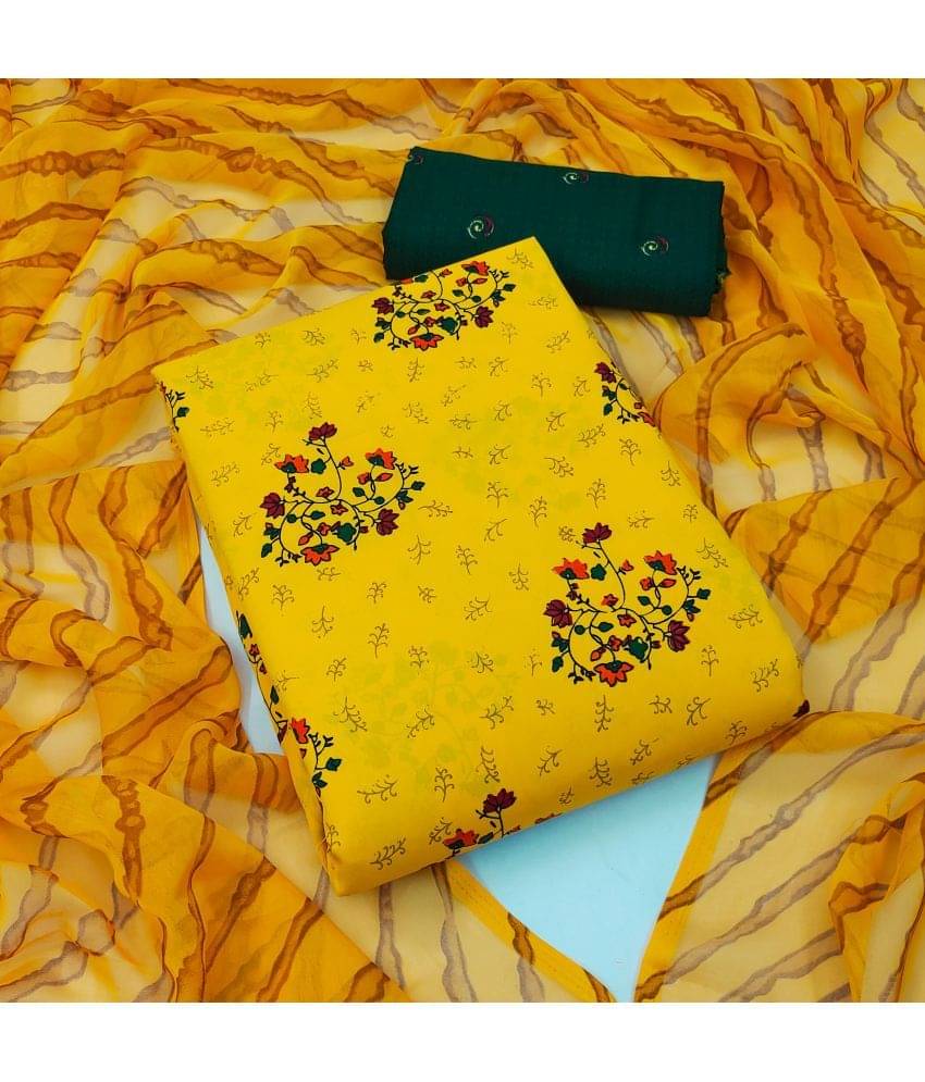 Anand Unstitched Crepe Printed Dress Material - Yellow ( Pack of 1 ) Anand Unstitched Crepe Printed Dress Material - Yellow ( Pack of 1 )